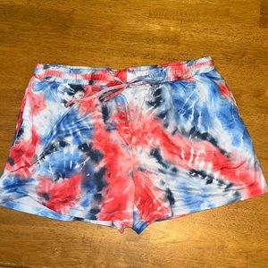 Secret Treasures Red White Blue Tie Dye Pajama Lounge Shorts Womens Small